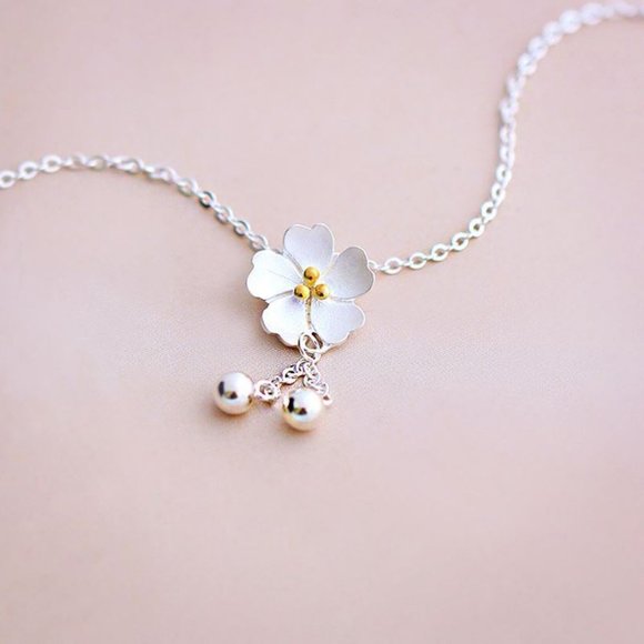 NEW 925 Sterling Silver Cherry Blossom Necklace - Picture 6 of 8